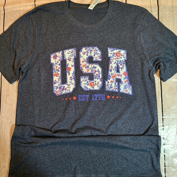 Floral USA Graphic Tee - Charcoal - Picture 8 of 14